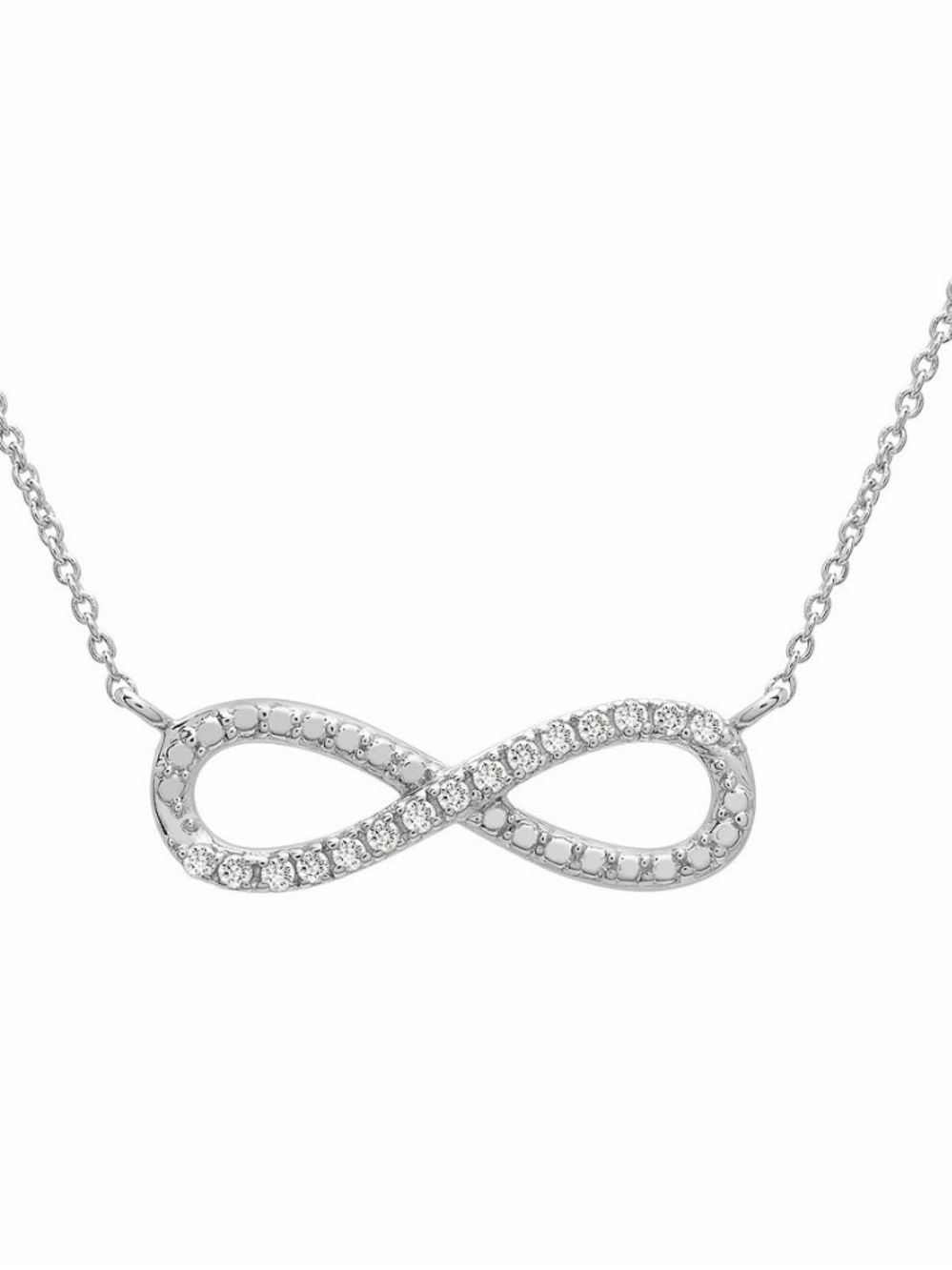 Macy's Silver-Tone Infinity Pendant Necklace with Clear Stones
